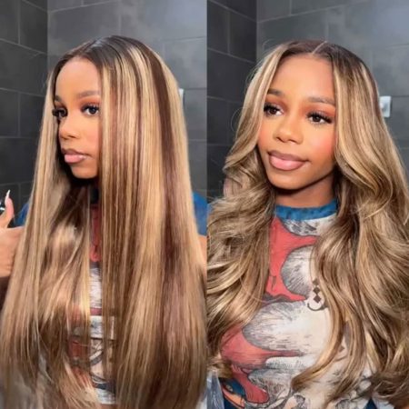 Balayage Highlight Ready To Wear Wig Pre-bleached Knots Straight & Body Wave Wig