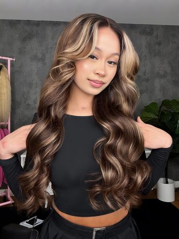 Balayage Highlight Ready To Wear Wig Pre-bleached Knots Straight & Body Wave Wig