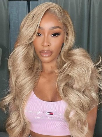 Ash Blonde Color 13×6 Lace Frontal Wig Body Wave And Straight Human Hair Wig