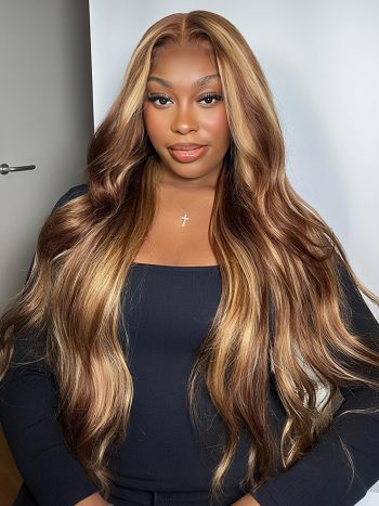 Honey Blonde Highlight Wig 6x5 Pre-cut HD Lace Straight & Body Wave Glueless Wigs