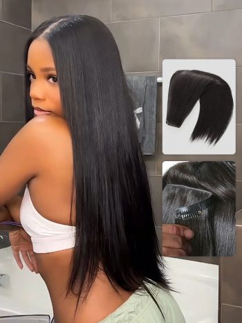 Seamless Clip In Hair Extension Straight/Yaki Straight Human Hair 7pcs/pack Natural Black Color