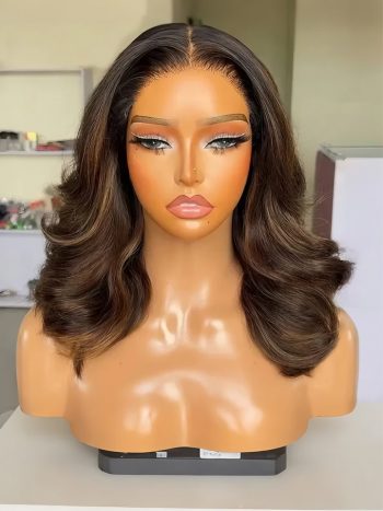 Butterfly Haircut Highlight Brown Loose Wave Glueless Pre-Cut 6×5 Lace Closure Wigs