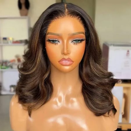 Butterfly Haircut Highlight Brown Loose Wave Glueless Pre-Cut 6×5 Lace Closure Wigs