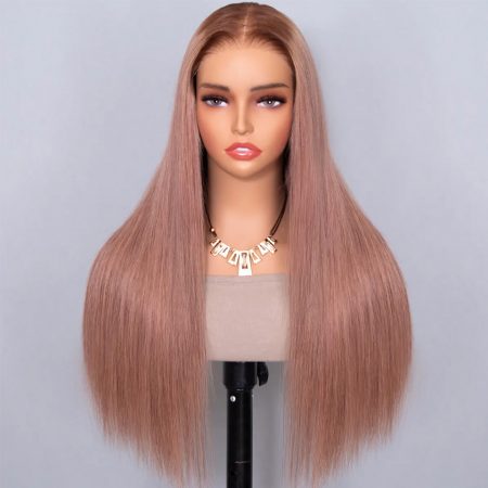 Ombre Ash Pink Color Glueless Straight Wig Pre-Cut 6×5 HD Lace Wig