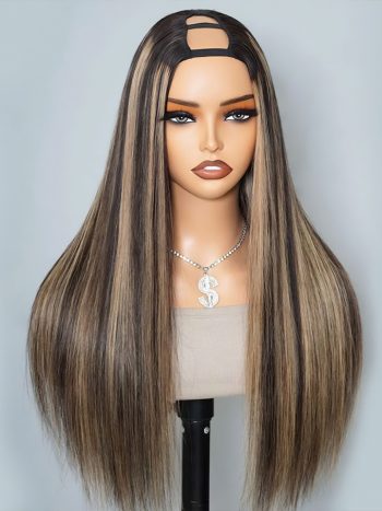 Balayage Highlight Color U Part Straight/Body Wave Human Hair Wig