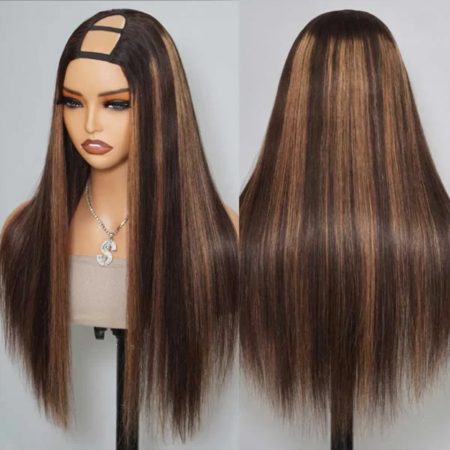 Ombre Highlight Brown U Part Wig Body Wave / Straight No Glue Easy Install