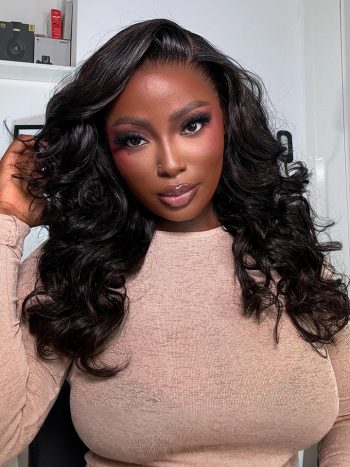 Layer Cut Loose Body Wave C-Side Part Human Hair Wig With Baby Hair Pull Go Glueless Wig