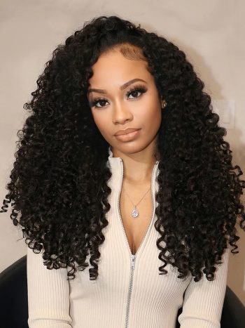 Burmese Curly Half Wig With Spiral Curly Ends Flip Over Human Hair Wig