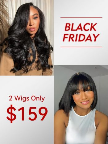 2 Wigs $159 | Layer Cut Loose Wave U Part Wig 20″ + 3x1 Lace Straight Bob Wig 10"