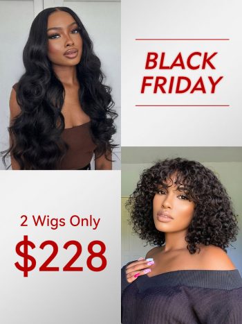 2 Wigs $228 | Body Wave 6×5 HD Lace Wig & Machine Made Curly Bob Wig