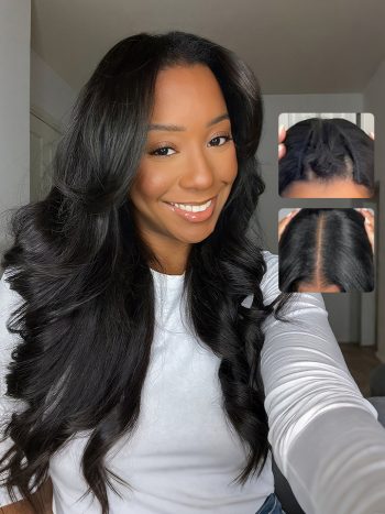 Yaki Body Wave V Part Wig Pre Styled Layer Cut Human Hair Wig 180% Density