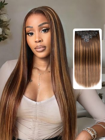 Seamless Clip In Hair Extensions Highlight Straight Virgin Human Hair 7pcs/pack