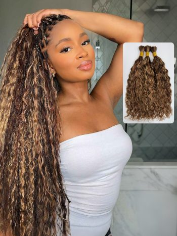 Higlight Mix Color Bulk Human Hair for Boho Braids Beach Curly / Body Wave Virgin Hair