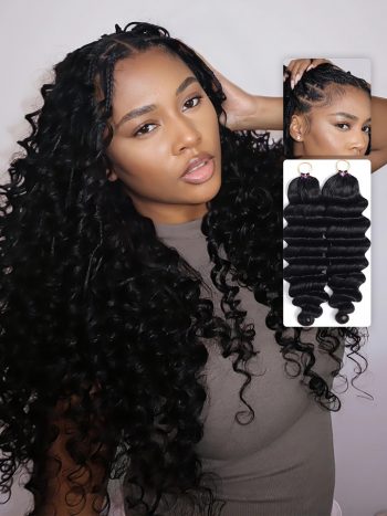 Feather Crochet Human Hair Extensions Loose Deep Wave Pre-Separated Reusable Miracle Knots Boho Braids