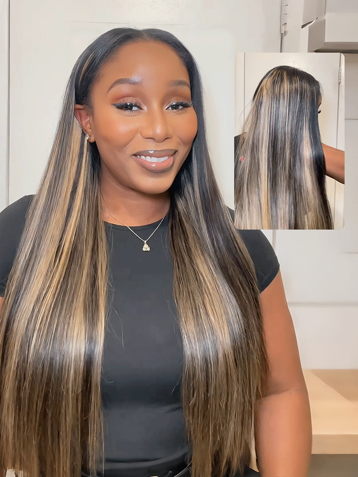 Balayage Highlight Color U Part Straight/Body Wave Human Hair Wig