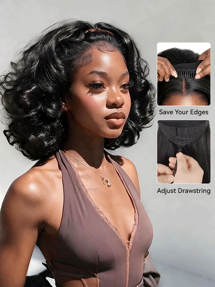 Blowout Hair Natural Overnight Yaki Bouncy Loose Half Wig Human Hair Wig