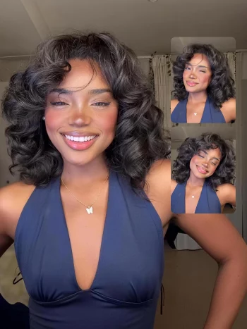 Blowout Hair Natural Overnight Yaki Bouncy Loose Half Wig Human Hair Wig