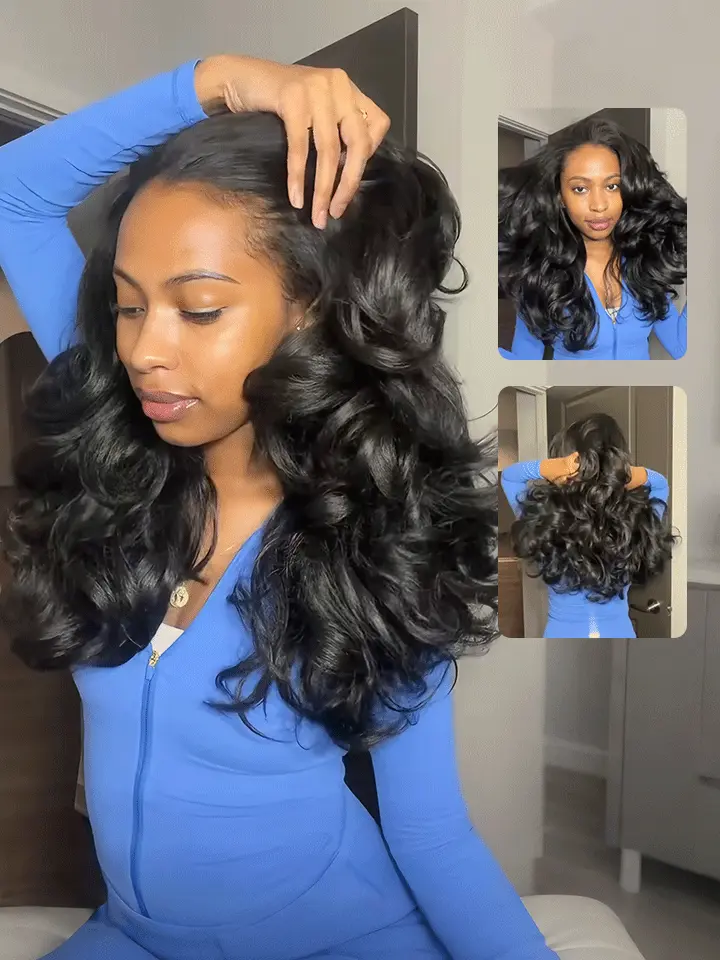 Pre-Layered Yaki Body Half Wig Flip Over Quick Weave Glueless Install Natural Hairline